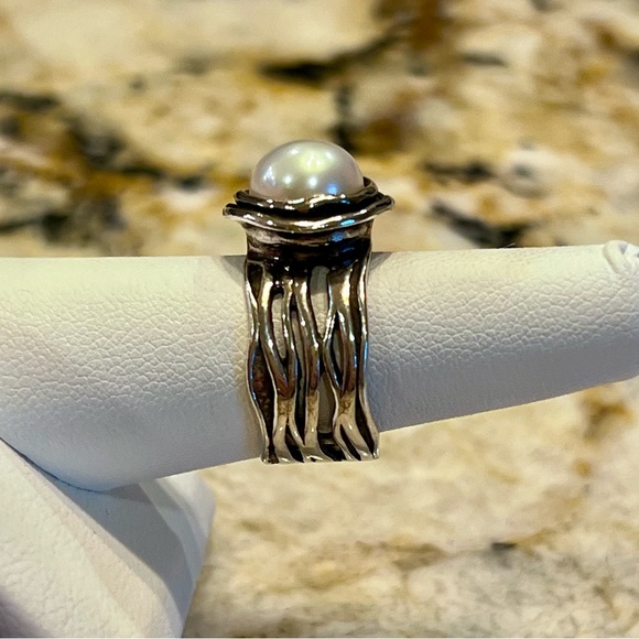 ⭐️ Israel Pearl Sterling Silver Ring Size 5.5/6 - Picture 11 of 14